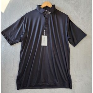 Collars & Co Polo Shirt Mens Large Relaxed Featherweight Flex Solid Black Travel